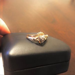 10k Gold Diamond Claddagh Ring